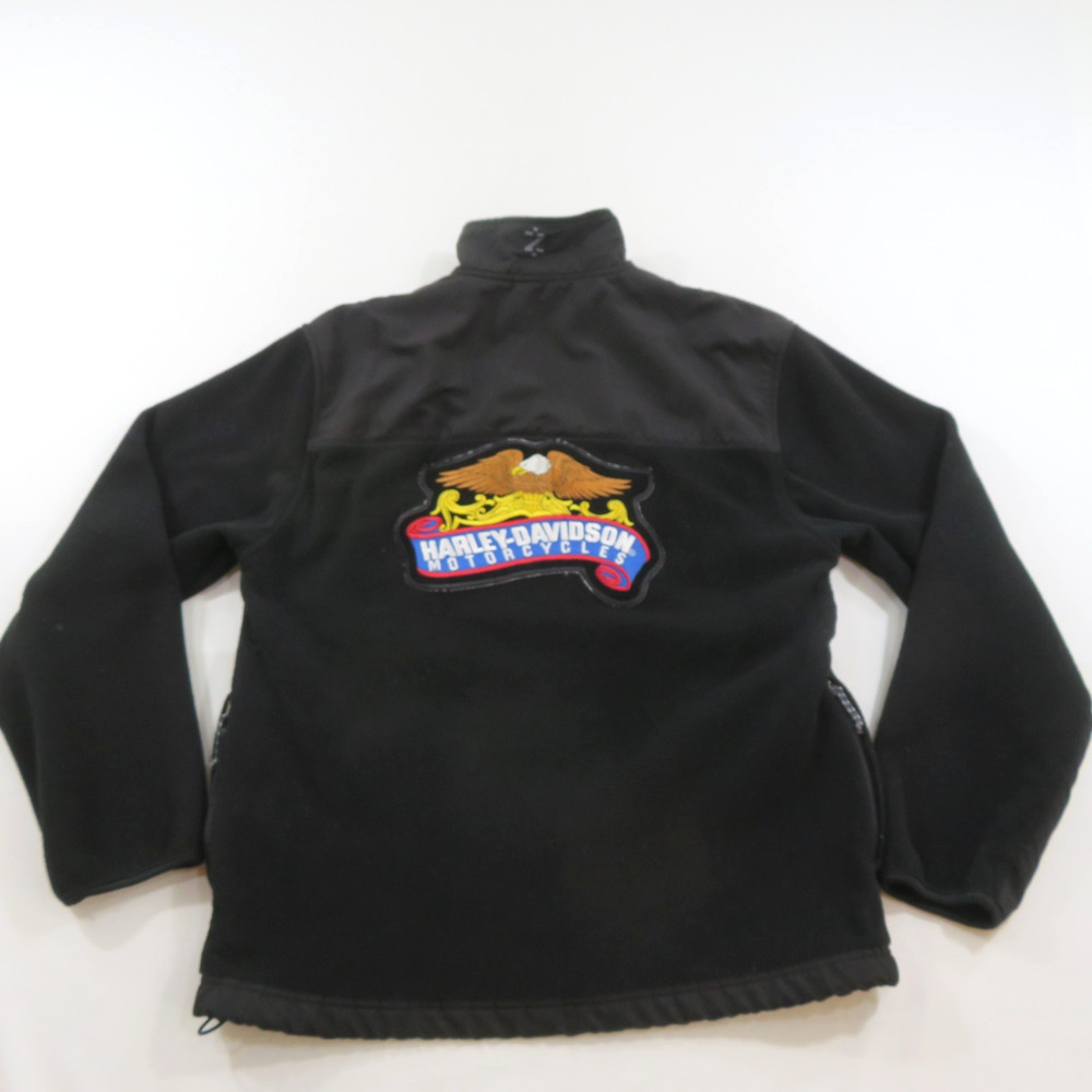 Harley Davidson Fleece Jacket Black Orange White Zip Front IZOD Brand Sz M?